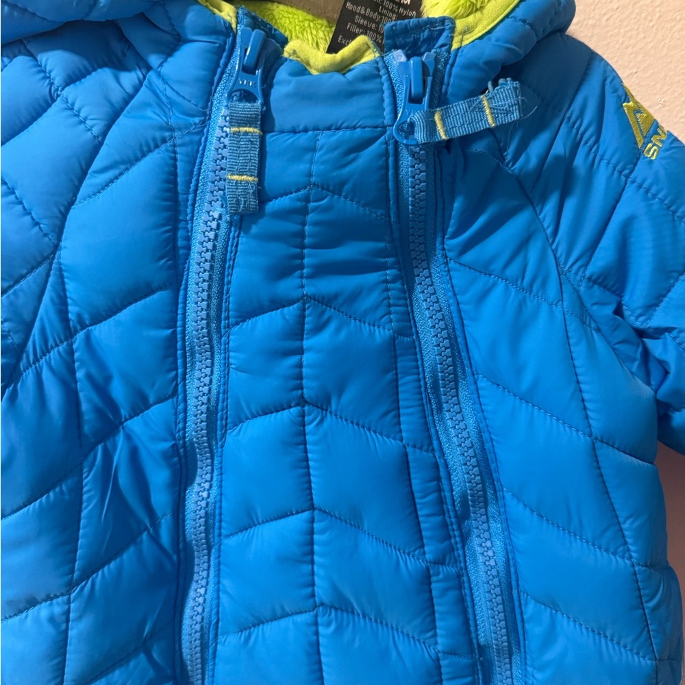 Snozu Kids Blue Puffer Suit with Lime Accents - Picture 4 of 5